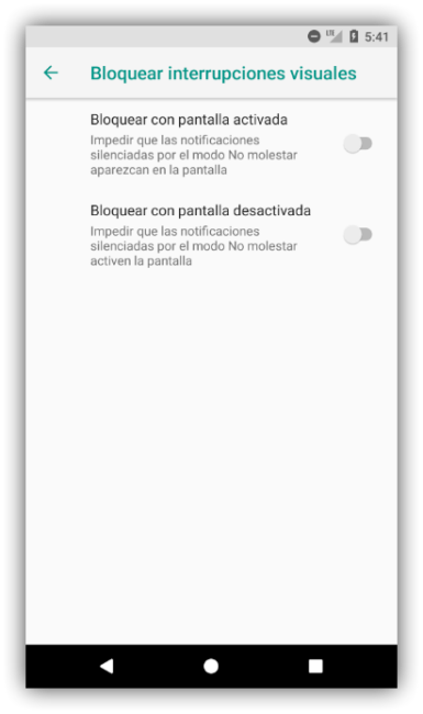 Interrupciones visuales modo No Molestar Android 8.0 oreo