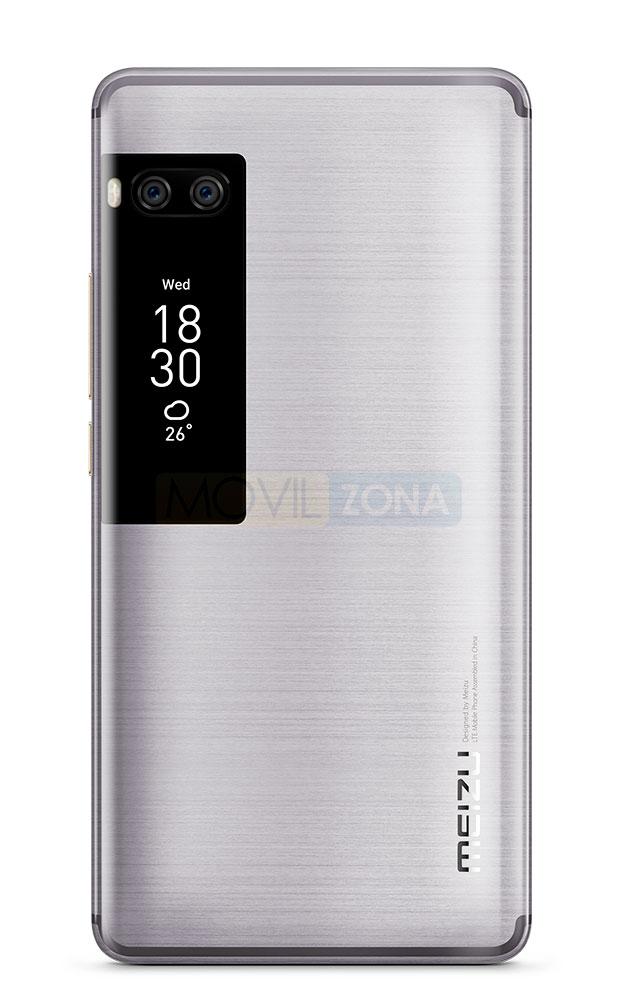 Meizu PRO 7 Plus doble pantalla vista trasera color plateado