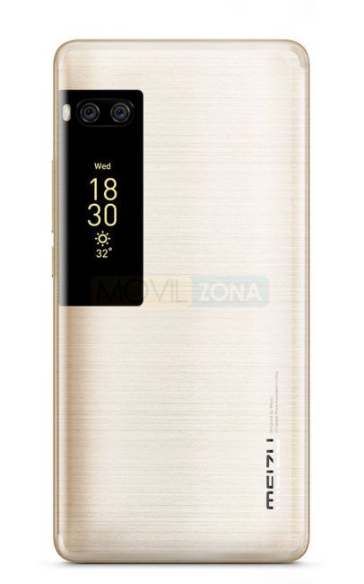 Meizu PRO 7 Plus doble pantalla vista trasera color dorado