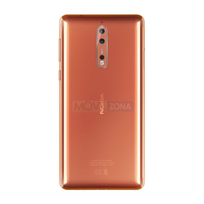 Nokia 8 naranja vista trasera