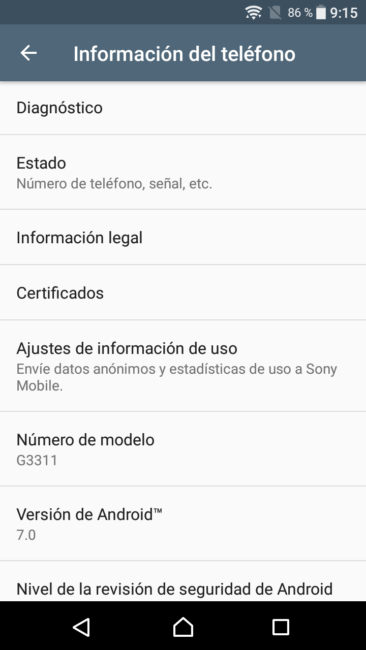 Sistema del Sony Xperia L1