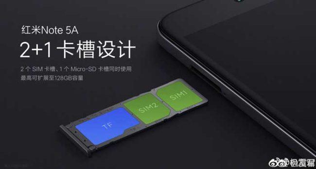 SIM en el Xiaomi Redmi Note 5A