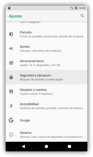 Ajustes Android 8.0 Oreo