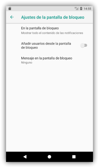 Ajustes de pantalla de bloqueo Android 8.0 Oreo