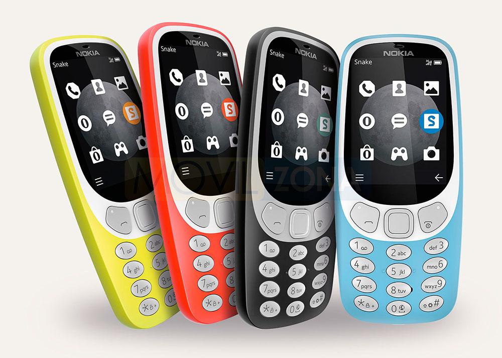 Nokia 3310 3G amarillo, rojo, negro y azul