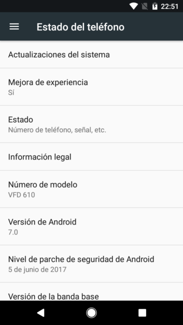 Sistema del Vodafone Smart N8