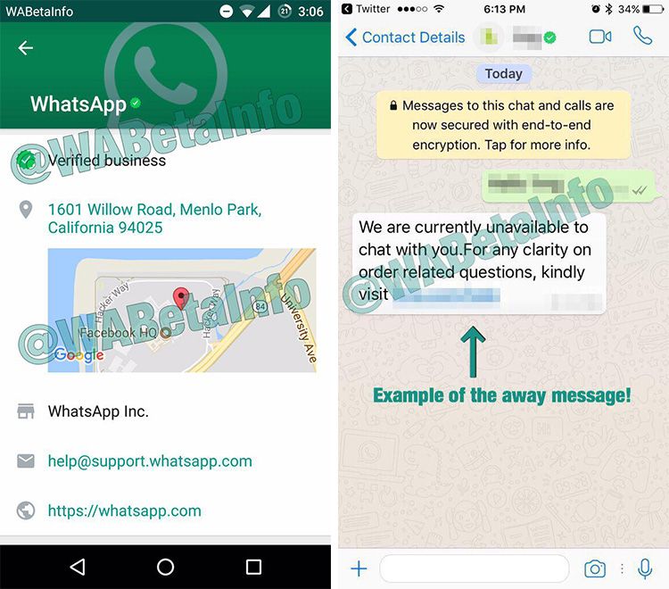 Interfaz de WhatsApp Business