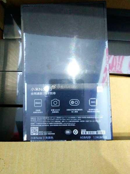 caja del Xiaomi Mi Note 3