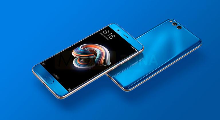 Xiaomi Mi Note 3 azul vista delantera y trasera