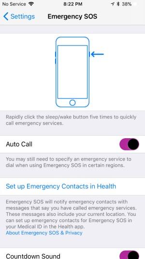 botón de emergencia de iOS 11