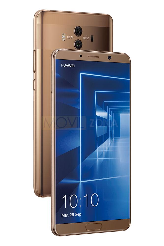 Huawei Mate 10 vista delantera y trasera color oro