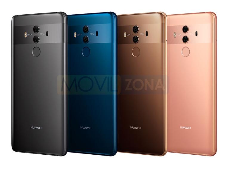 Huawei Mate 10 Pro gris, azul, dorado y rosa