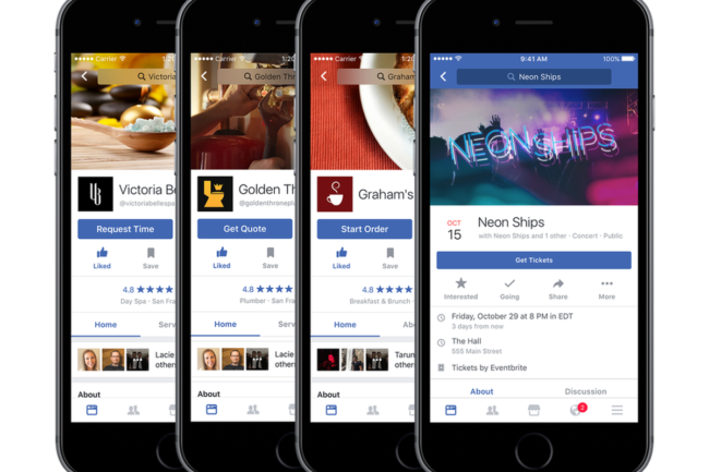 imagen que muestra que ya se puede pedir comida a domicilio en Facebook