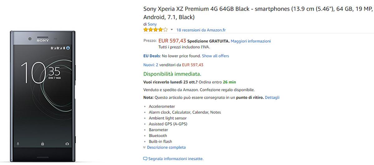 Comprar Sony Xperia XZ Premium en Amazon