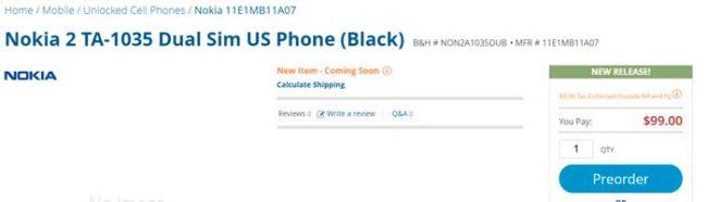 precio del Nokia 2
