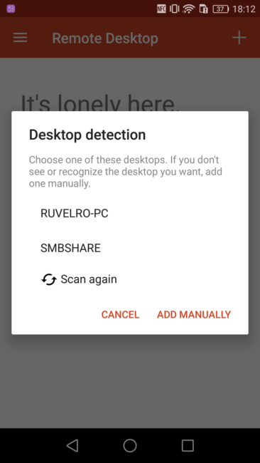 Equipos detectados RDP Android