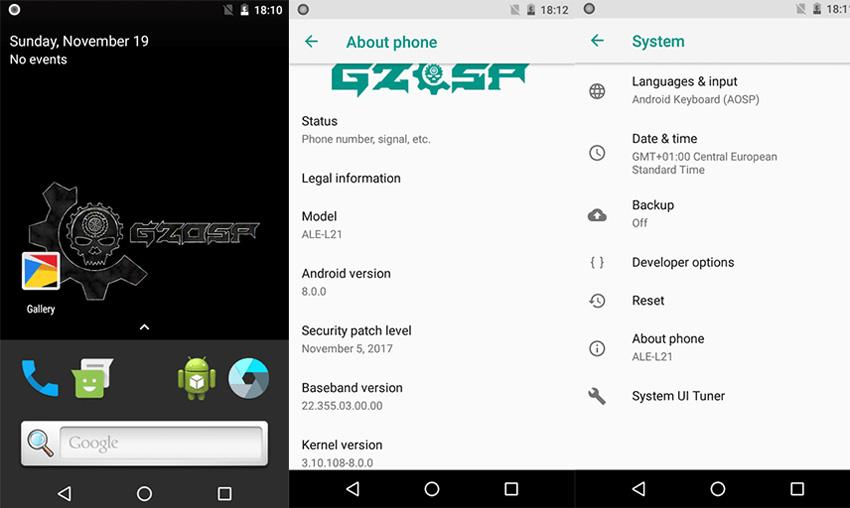 Interfaz que demuestra que es posible actualizar el Huawei P8 Lite con Android Oreo
