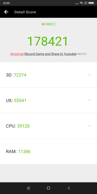Resultado AnTuTu con el Xiaomi Mi Mix 2