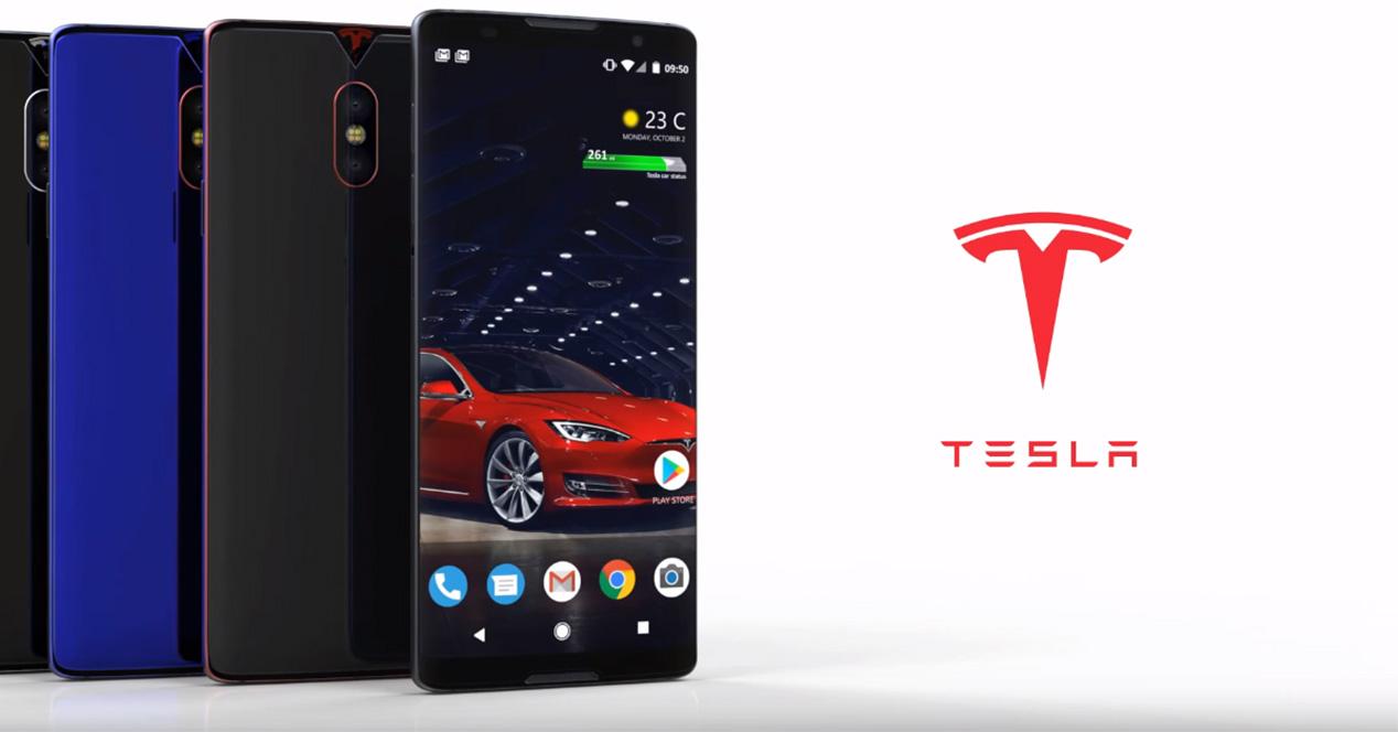 Diseño conceptual del smartphone de Tesla