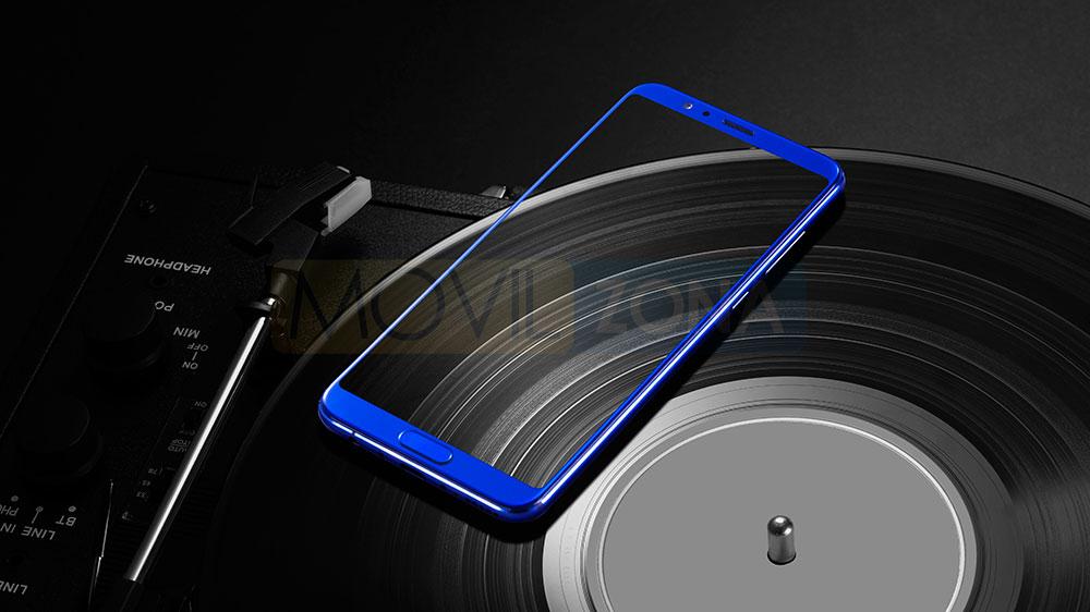 Honor View 10 azul sobre disco de música
