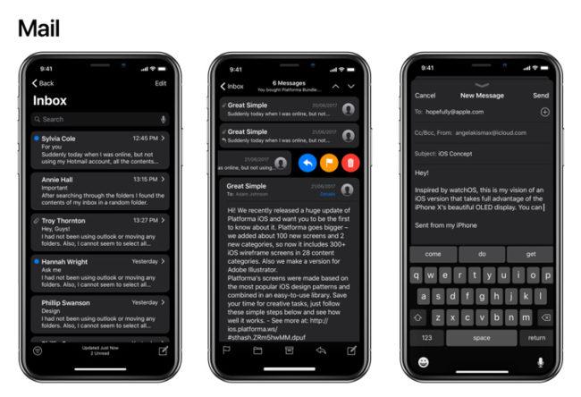 Modo oscuro de iOS 11 para la app Mail