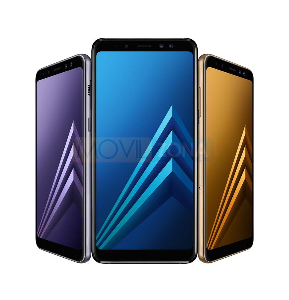 Samsung Galaxy A8 violeta azul y dorado