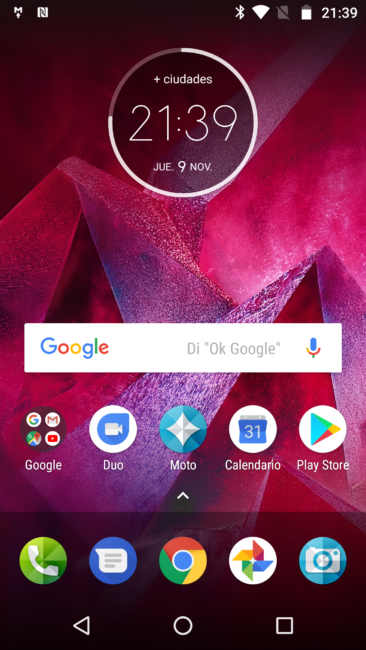 Escritorio del Moto Z2 Play