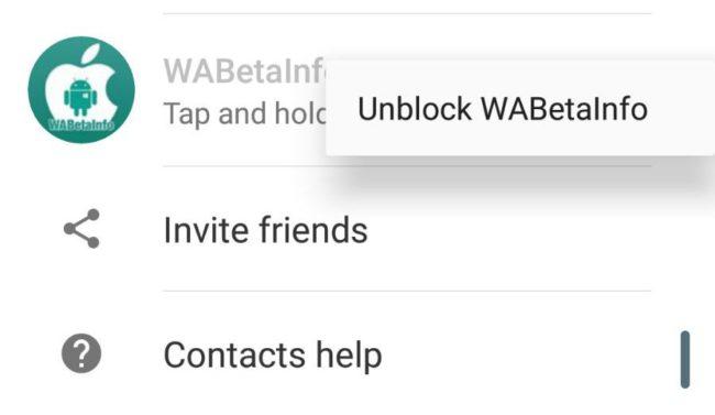 La nueva función Desbloquear Contactos bloqueados con un mensaje
