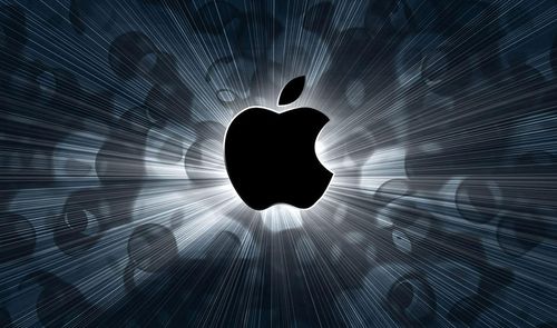 Logo de Apple con luz de fondo