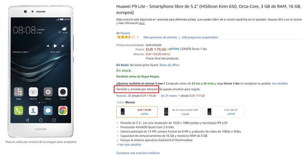Oferta del Huawei P9 Lite en Amazon
