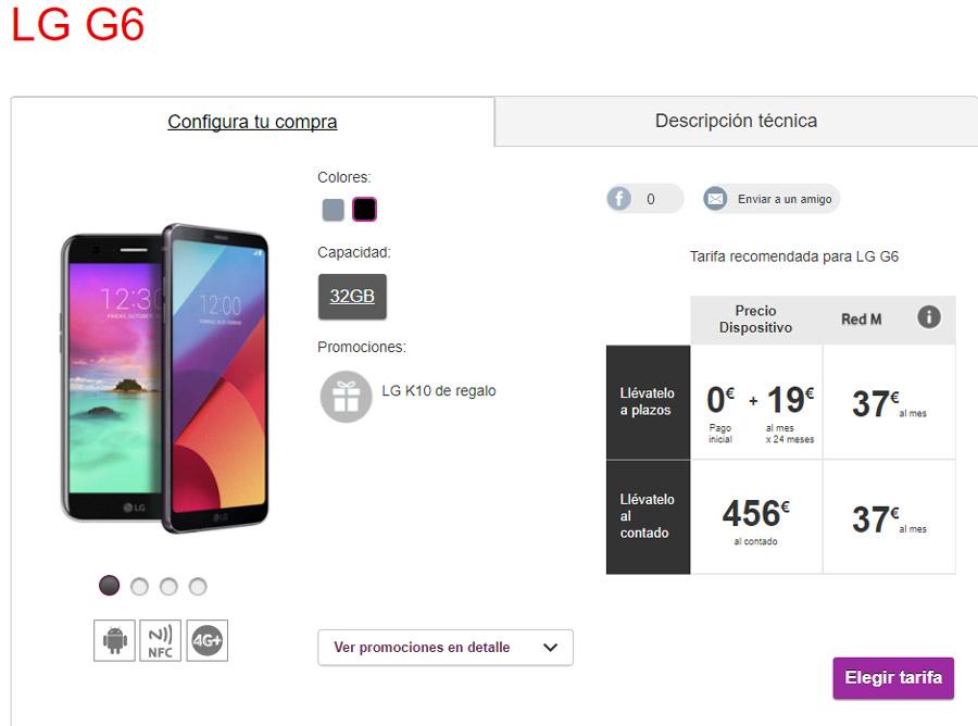 LG G6 en el catálogo de Vodafone