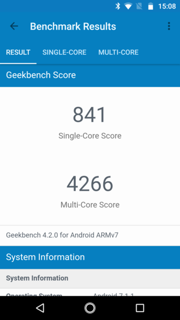 Resultadoen Geekbench del Motorola G5S