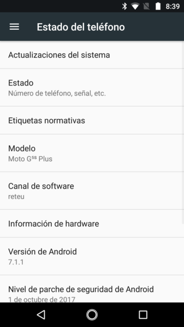 Escritorio del Motorola G5S