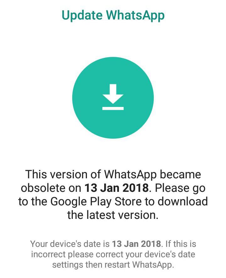 aviso whatsapp obsoleto