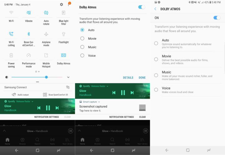 pantallazos delby atmos android 8.0 galaxy s8 plus
