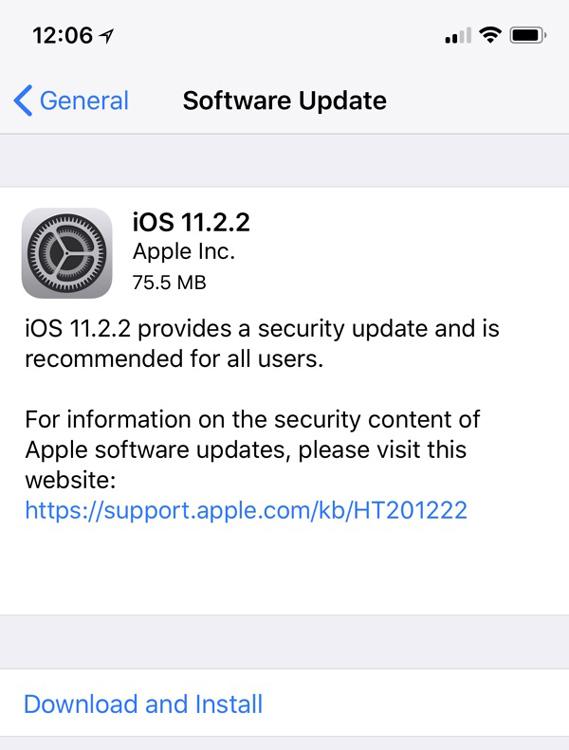 Actualización iOS 11.2.2 con parche de seguridad contra la vulnerabilidad Spectre