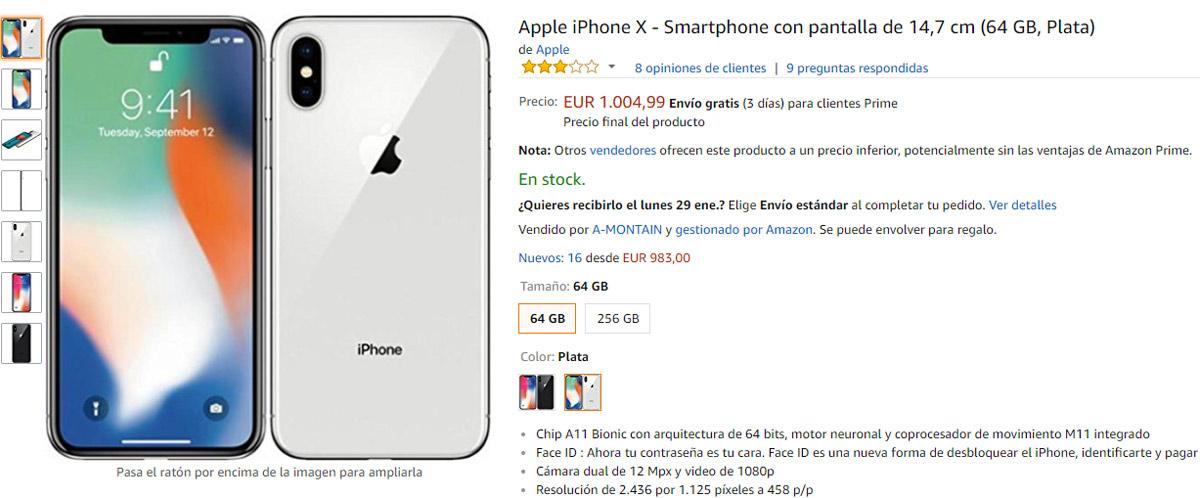 Precio del iPhone X en Amazon con gran descuento