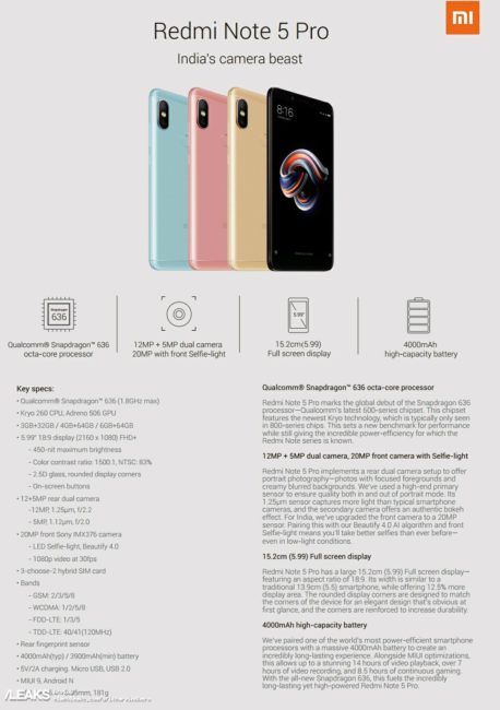 Especificaciones Redmi Note 5 Pro