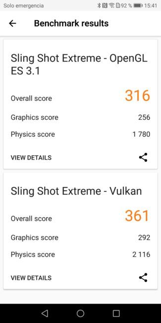Resultadop en 3D mark del Honor 9 Lite