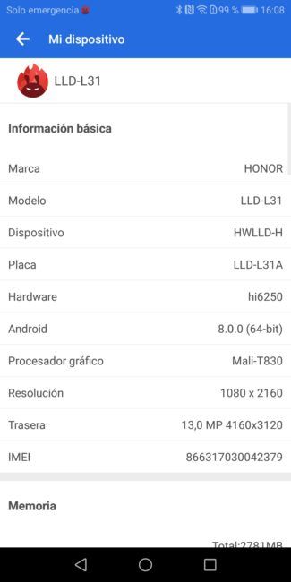 Datos AnTuTu del Honor 9 Lite