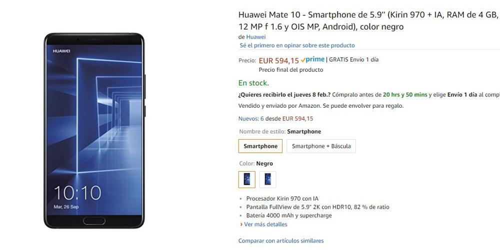 Precio del Huawei Mate 10 en Amazon con descuento