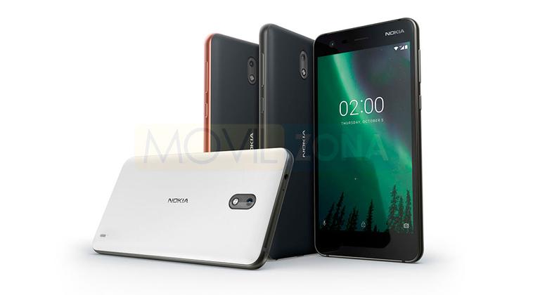 Nokia 2 negro, blanco y con borde dorado