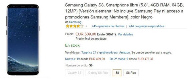 Oferta Amazon Samsung Galaxy S8