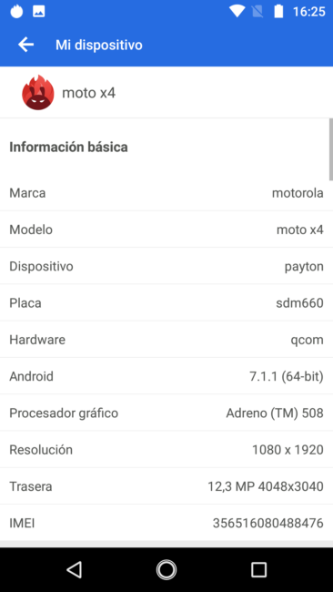 Datos AnTuTu del Motorola Moto X4