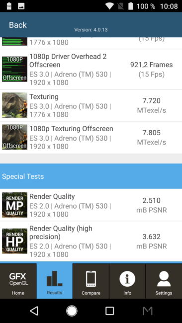 Datos en GFXbench del ZTE Axon M