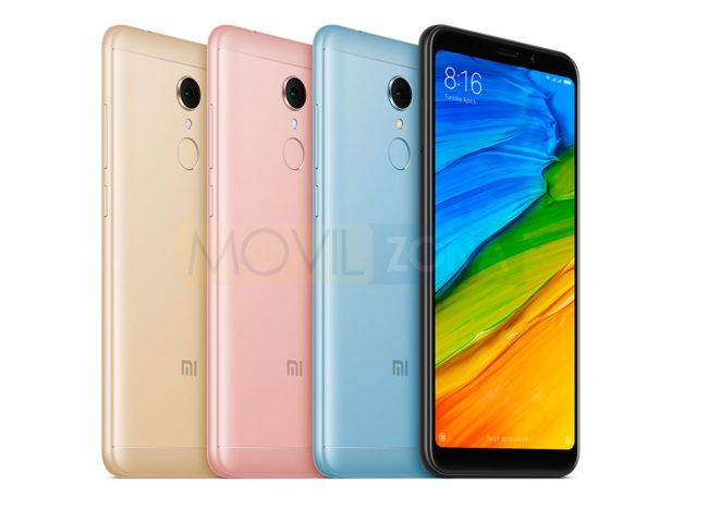 Xiaomi Redmi 5 en color negro, azul, rosa y dorado