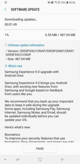 Android Oreo Galaxy S8