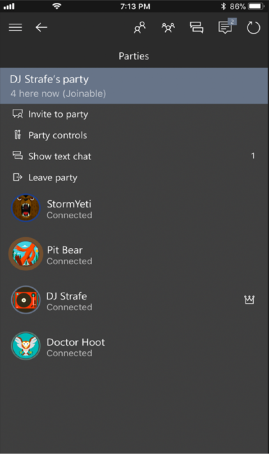 xbox app party chat