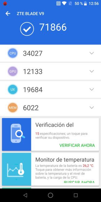 Resultado AnTuTu ZTE Blade V9