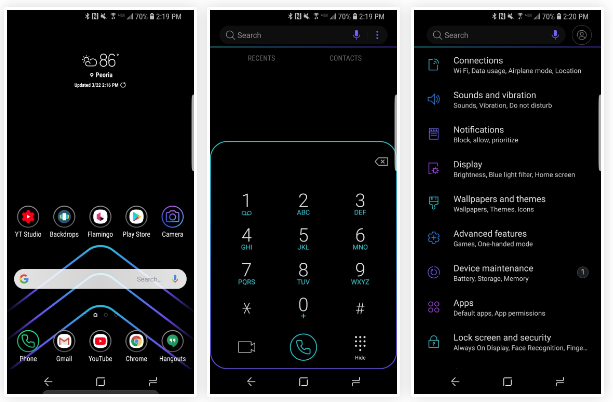 Black Onix tema samsung negro